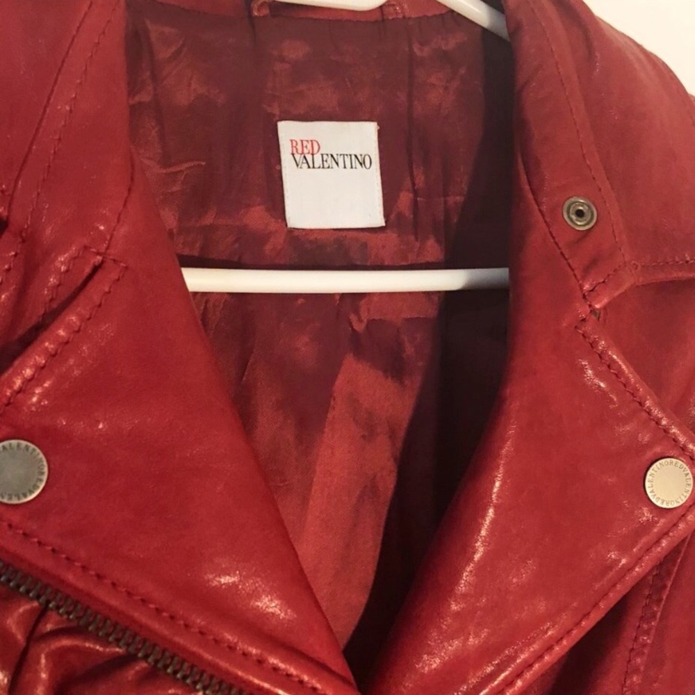 Red Valentino Ruffled Leather Jacket - Picture 8 of 8